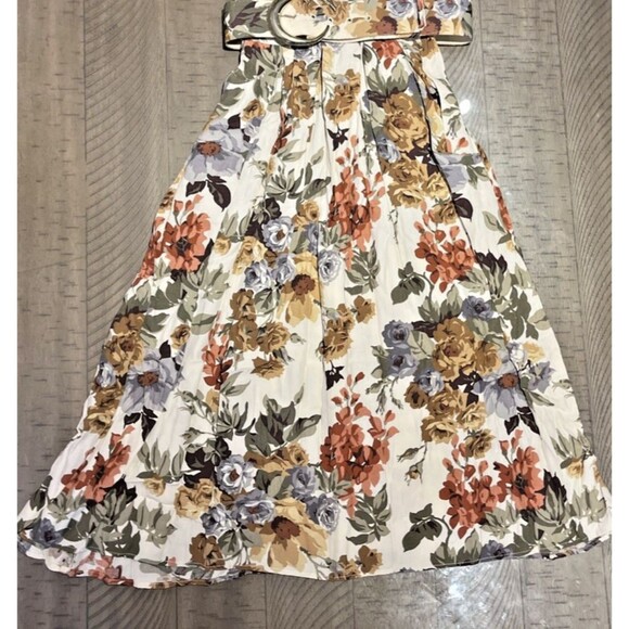 Vintage 90s Floral Dress Lace Bib Collar Cottage Core Prairie Feminine flowers - Picture 3 of 7